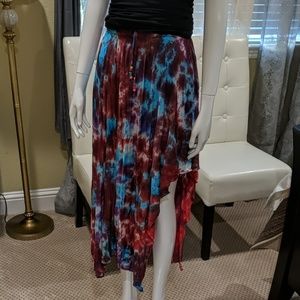High low mid length tie-dye summer skirt